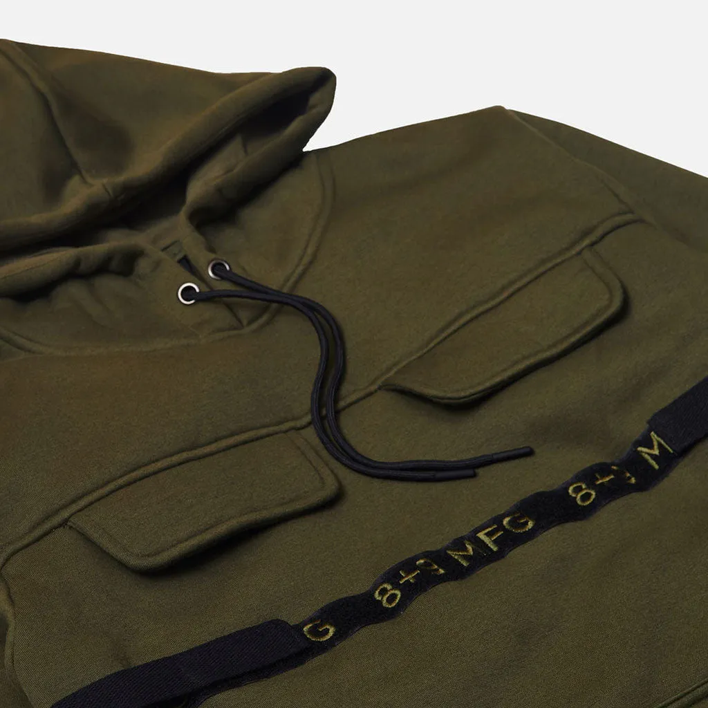 Strapped Up Slim Fleece Hoodie Olive