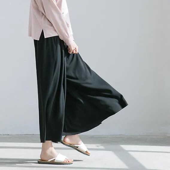 Summer Cotton Women Wide Legs Pants