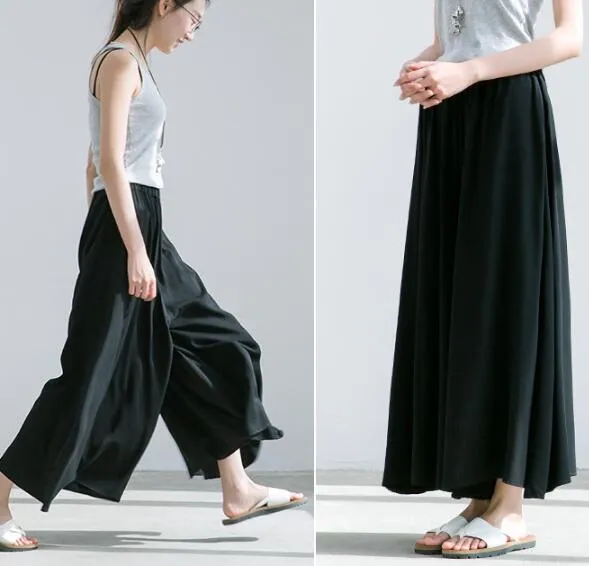 Summer Cotton Women Wide Legs Pants