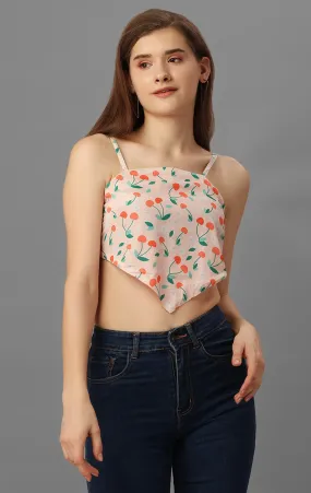 SXV Scarf Print Tie Back Satin Cami Bandana Top