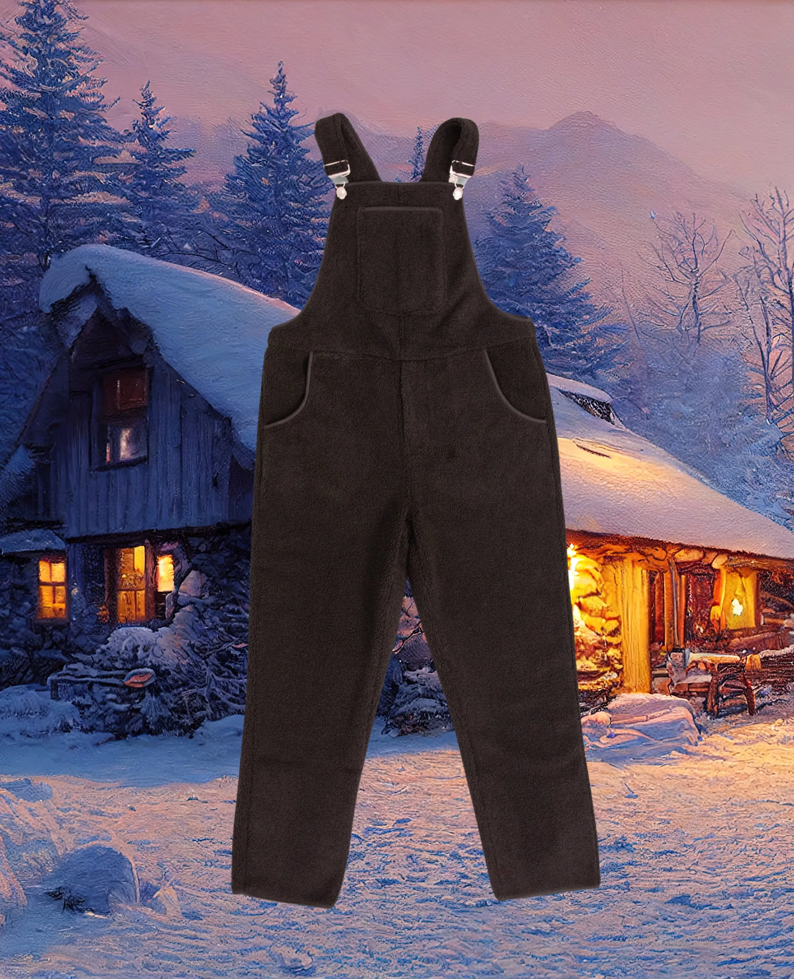 Teddy Fleece Swoveralls - Midnight Black