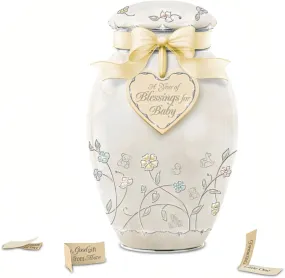 The Bradford Exchange "A Year of Blessings" Blessings For Baby Jar Porcelain Musical Wish Jar with 88 Brilliant Jewels and 365 Wish Cards 7.25-inches