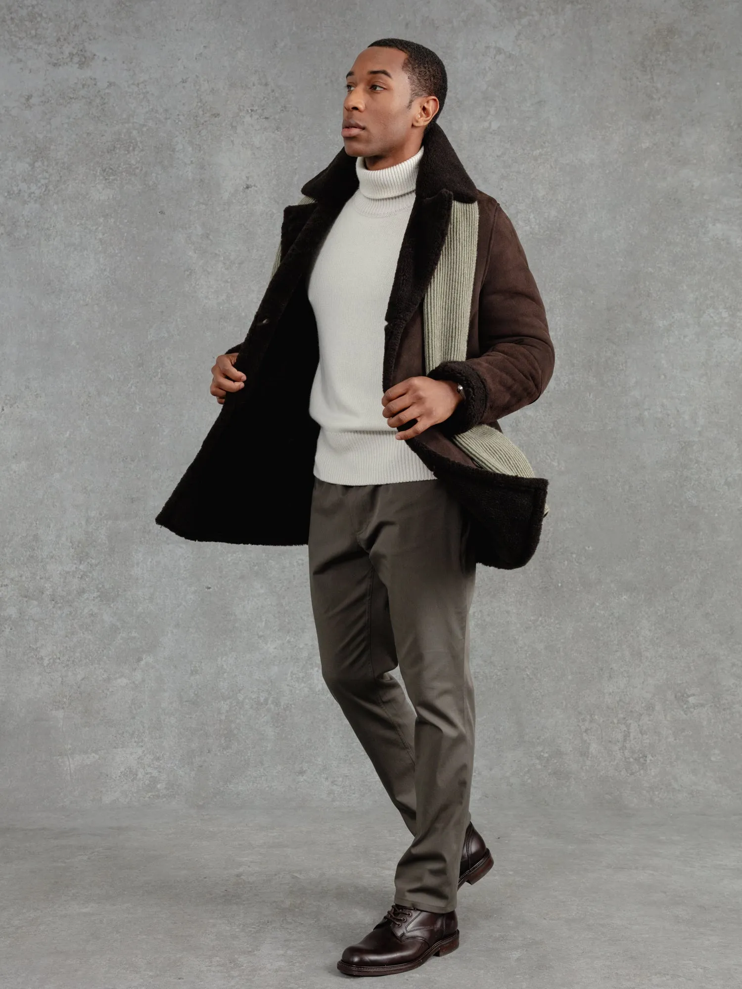 The Suede Shearling Peacoat