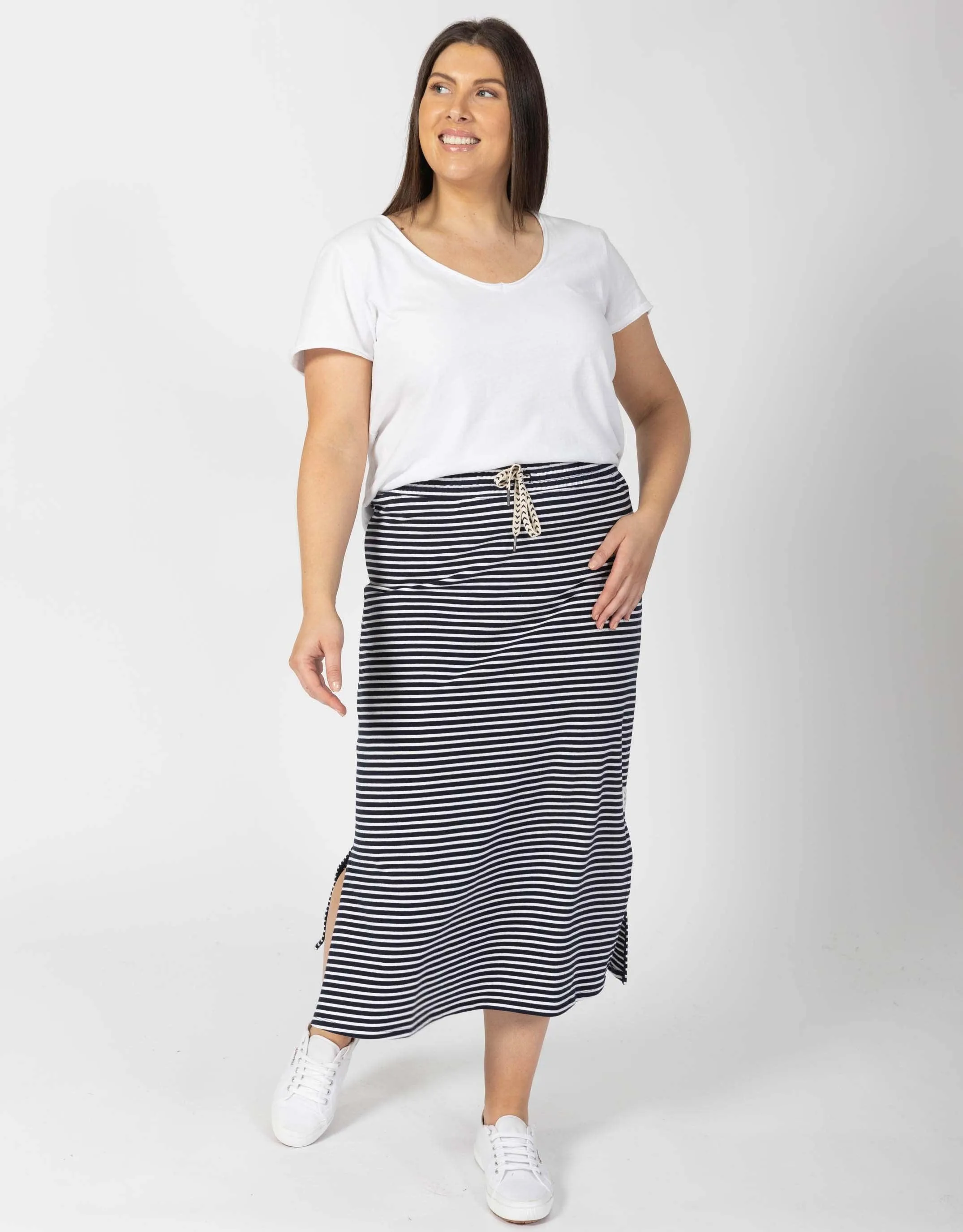 Travel Skirt - Navy/White Stripe