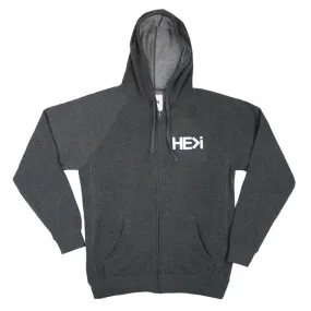 UNISEX LOGO HOODIE IN DARK HEATHER GREY