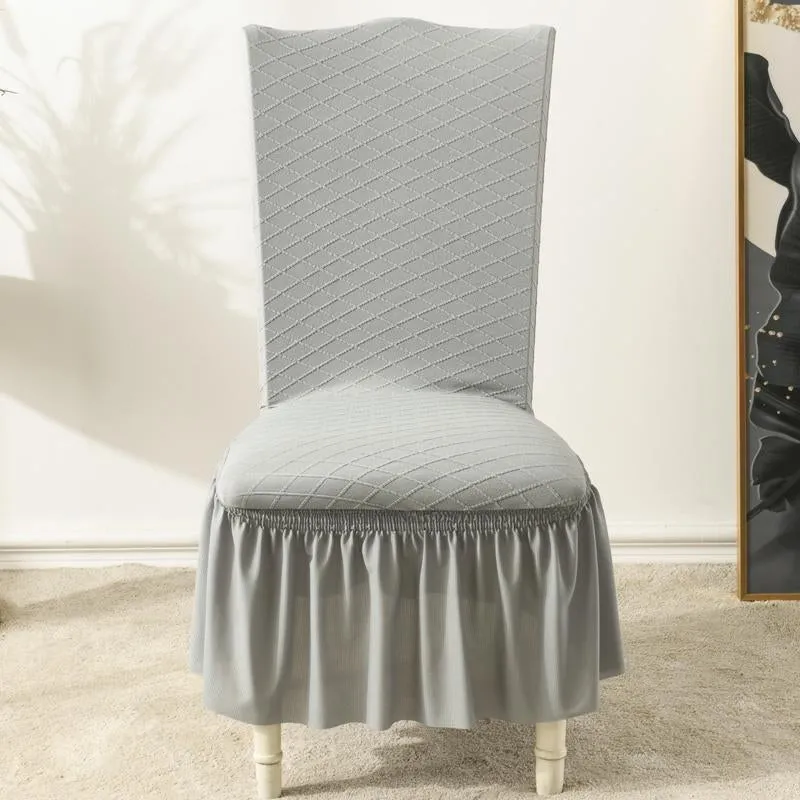 Universal High Elasticity Skirt Chair Cover Dark Gray