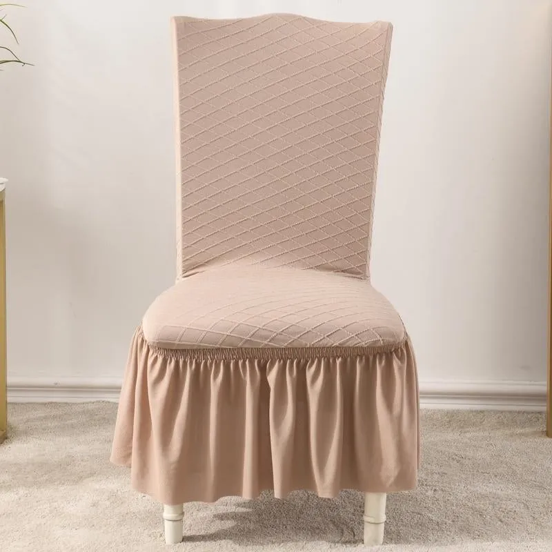 Universal High Elasticity Skirt Chair Cover Dark Gray