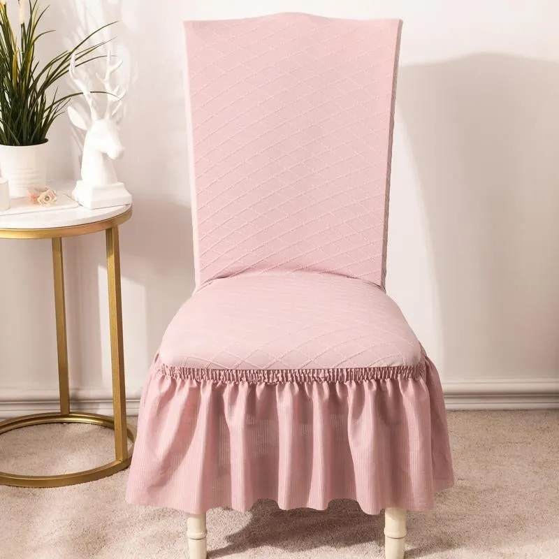 Universal High Elasticity Skirt Chair Cover Dark Gray