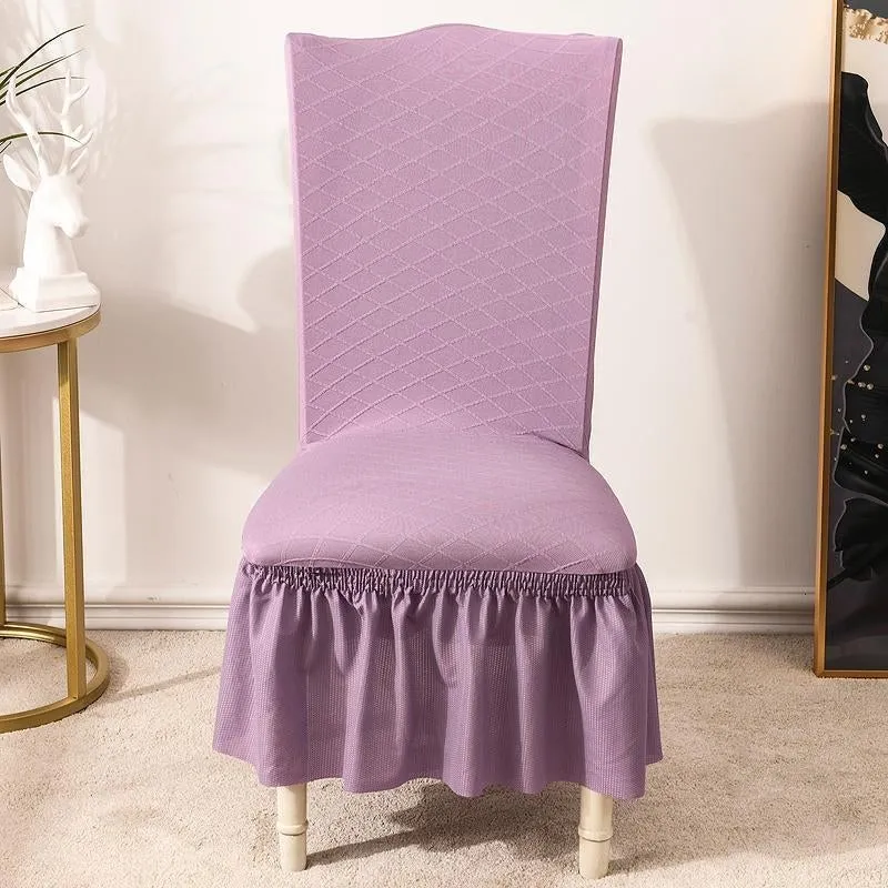 Universal High Elasticity Skirt Chair Cover Dark Gray