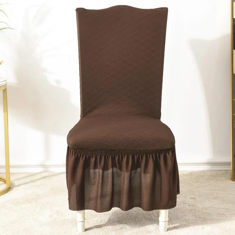 Universal High Elasticity Skirt Chair Cover Dark Gray