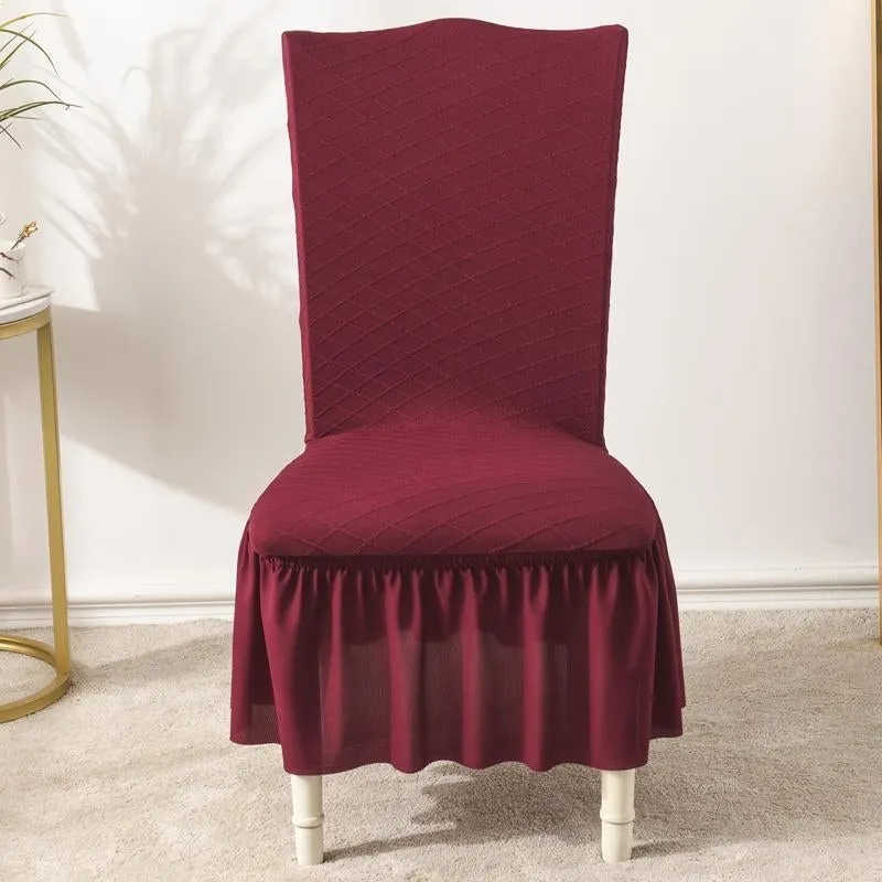 Universal High Elasticity Skirt Chair Cover Dark Gray