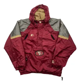 Vintage 90s Burgundy   Grey San Francisco 49ers Quarter Zip Pullover Coat/ Jacket - Extra Large