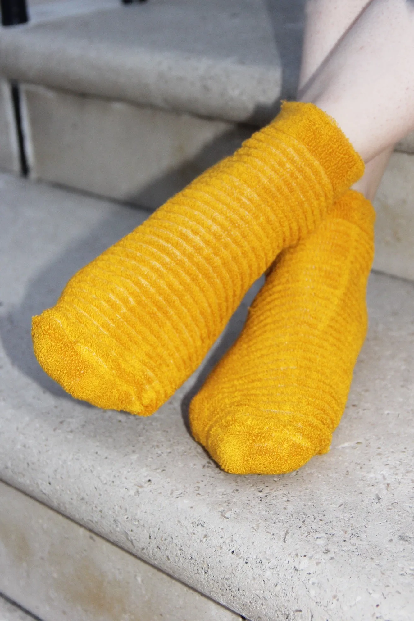 Vintage Mustard Yellow Cotton Socks