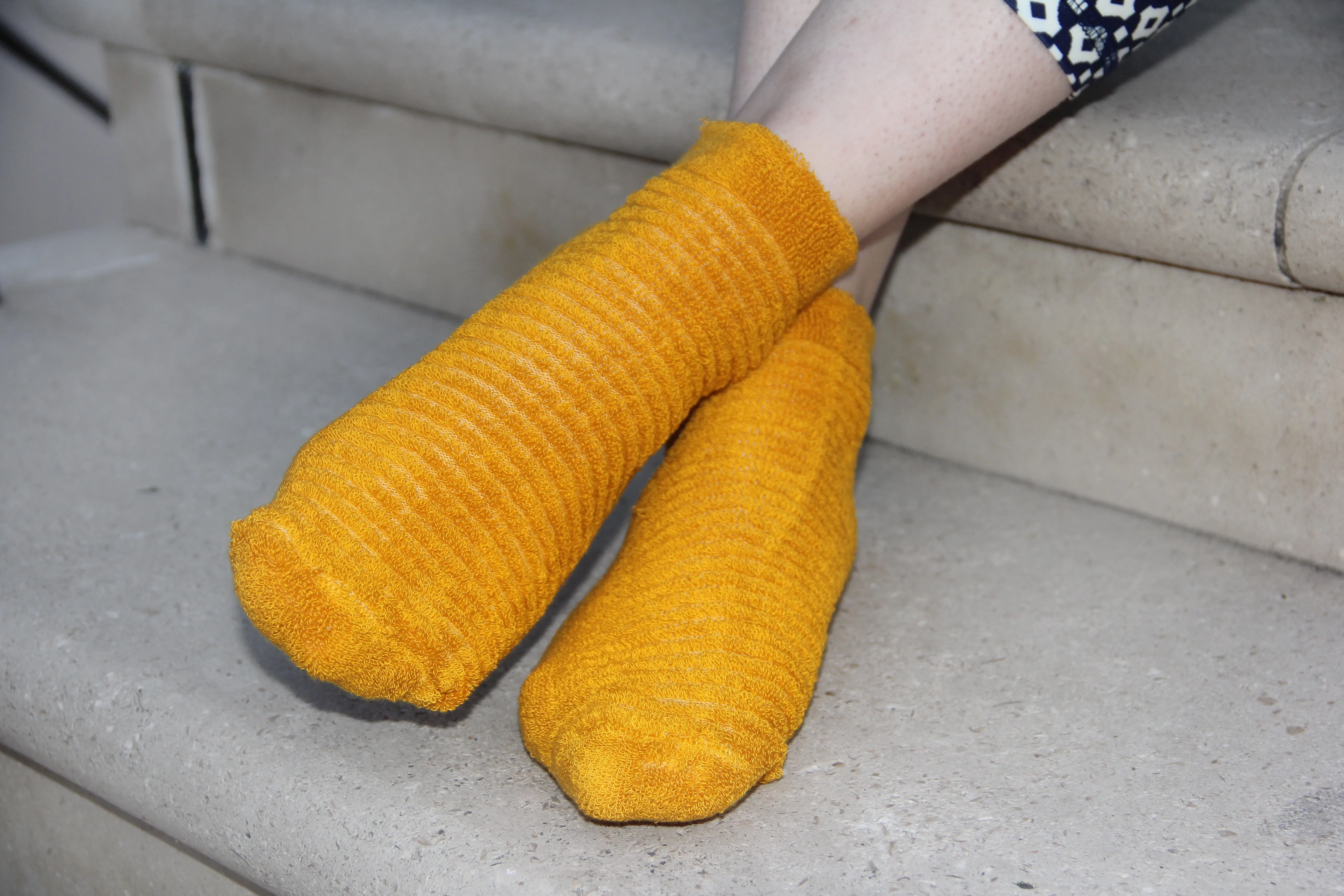 Vintage Mustard Yellow Cotton Socks