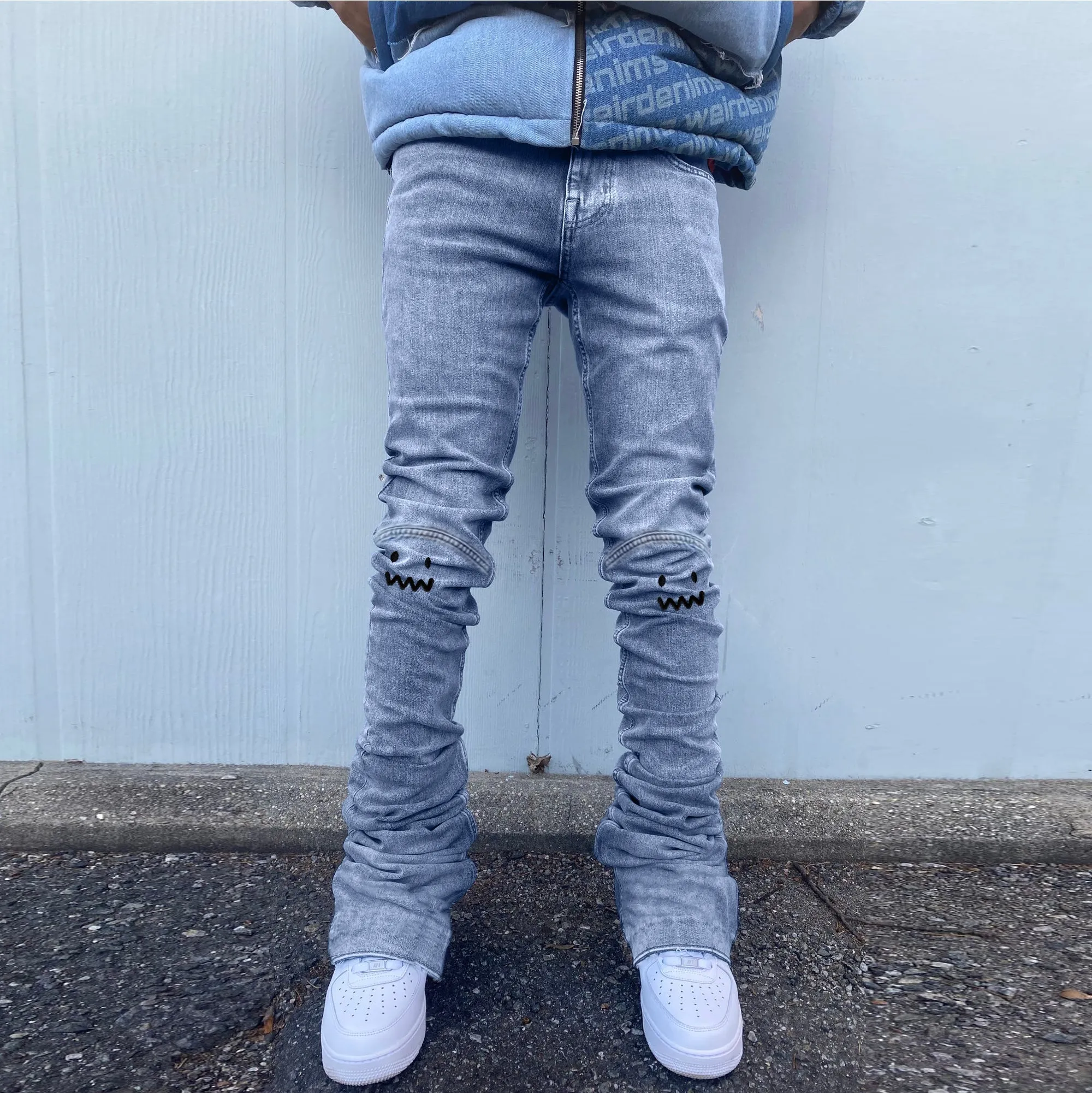 Vintage Street Style Stacked Jeans