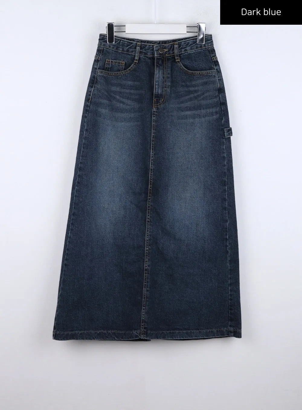 Vintage Washed Denim Maxi Skirt CO324