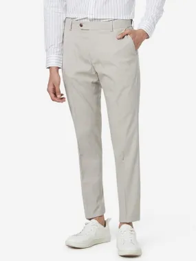 WES Formals Beige Relaxed-Fit Trousers