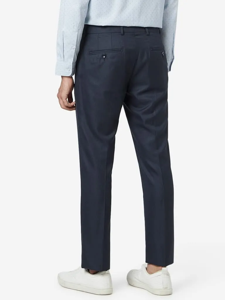 WES Formals Navy Relaxed-Fit Trousers