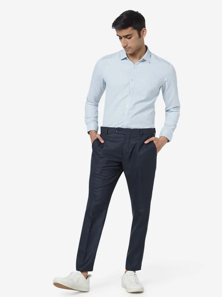 WES Formals Navy Relaxed-Fit Trousers