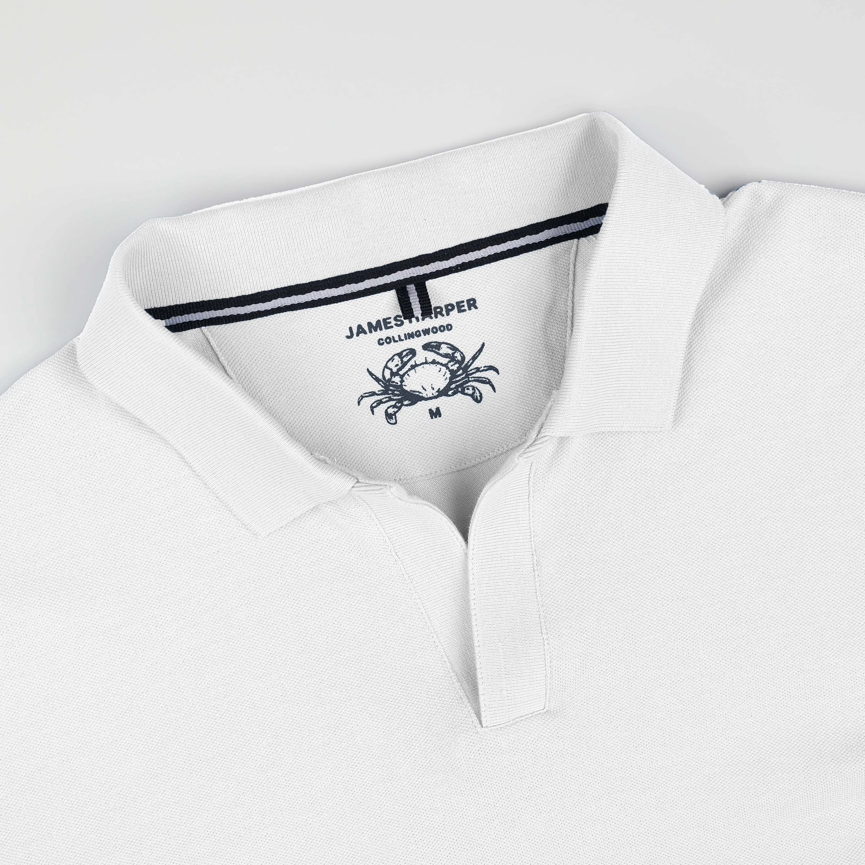 White Open Collar Pique Polo