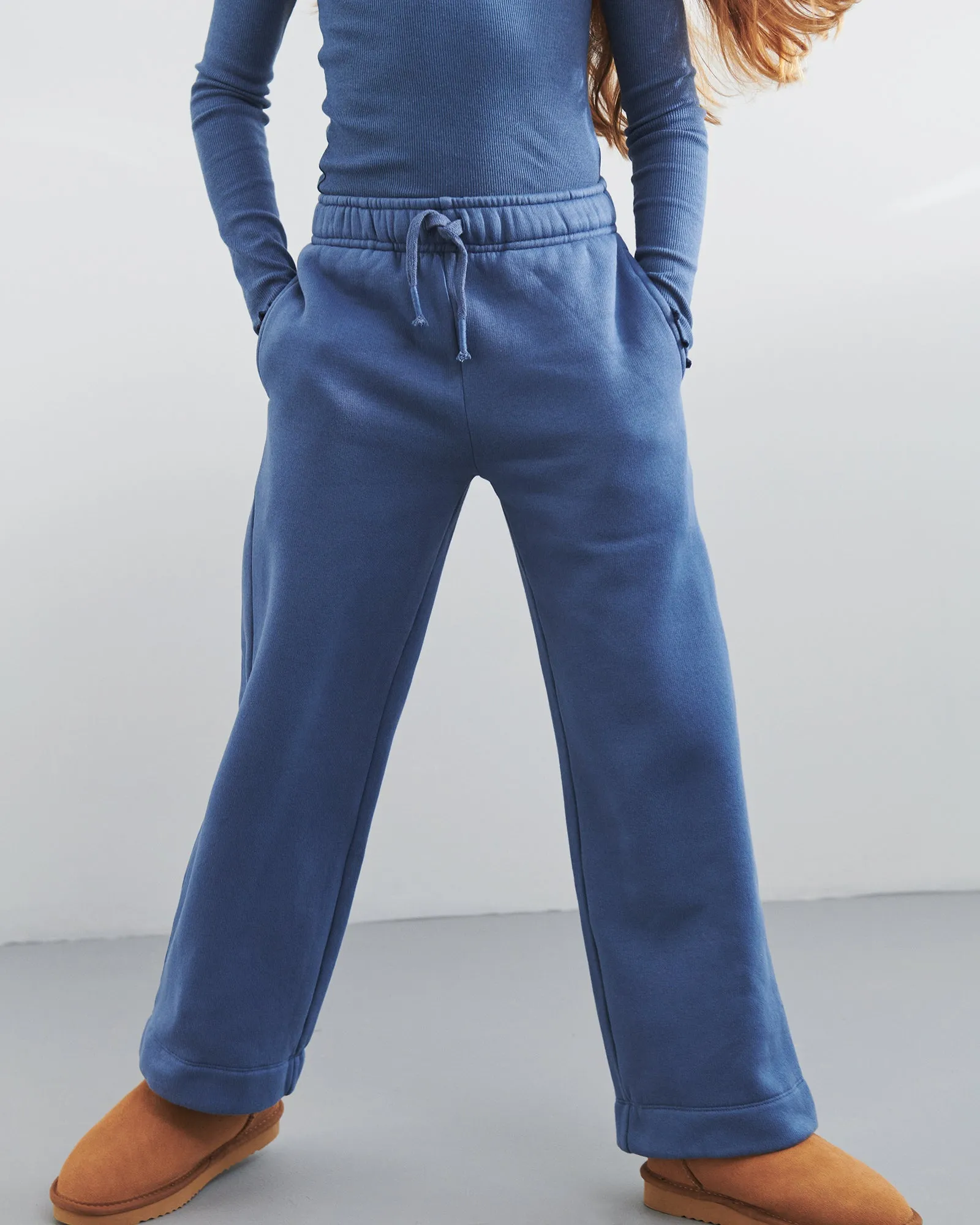 Wide Leg Joggers - Tween - Vintage Blue