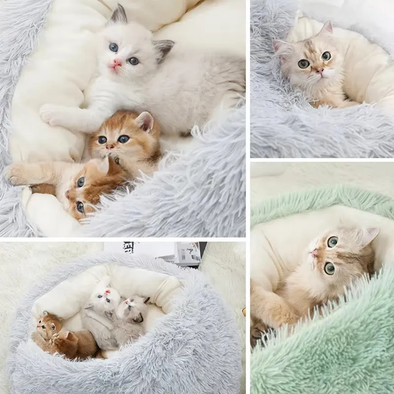 Winter Plush Pet Cat Bed