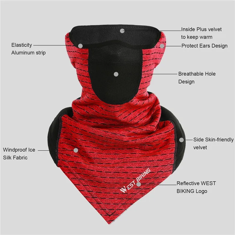 Winter Warm Cycling Face Mask Windproof Fleece Running Sport Ski Mask Balaclava Neck Scarf Breathable Road Bicycle Cycling Masks