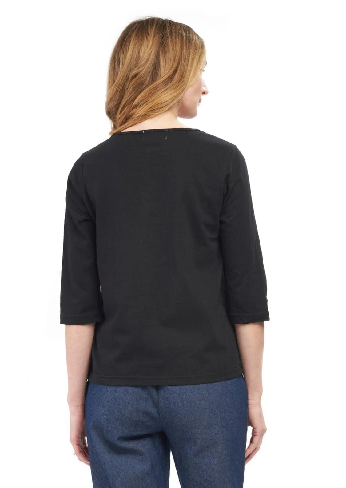 Women's 3/4 Sleeve Crew Neck Top – Comfortable Jersey Knit to Dress Up or Down