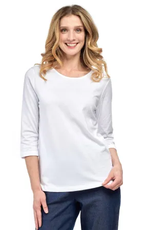 Women's 3/4 Sleeve Crew Neck Top – Comfortable Jersey Knit to Dress Up or Down