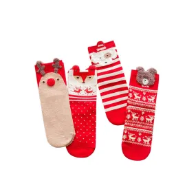 Women's Christmas socks Autumn & Winter red 3D cartoon Christmas socks Lovely Japanese elk women's middle tube socks