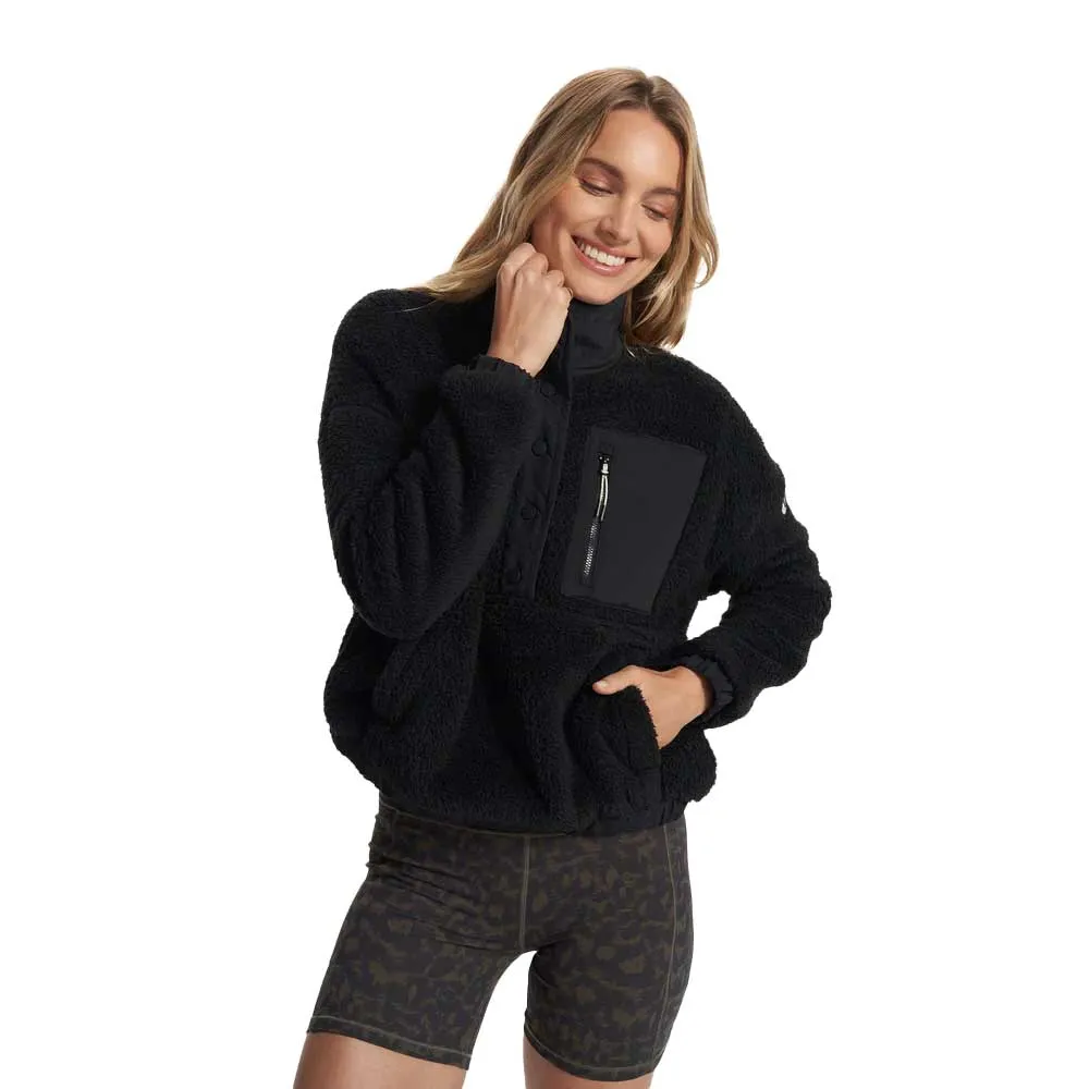 Women's Cozy Sherpa Popover - Black