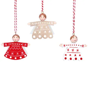 Wooden Angel Tree Decoration - Assortment of Colours