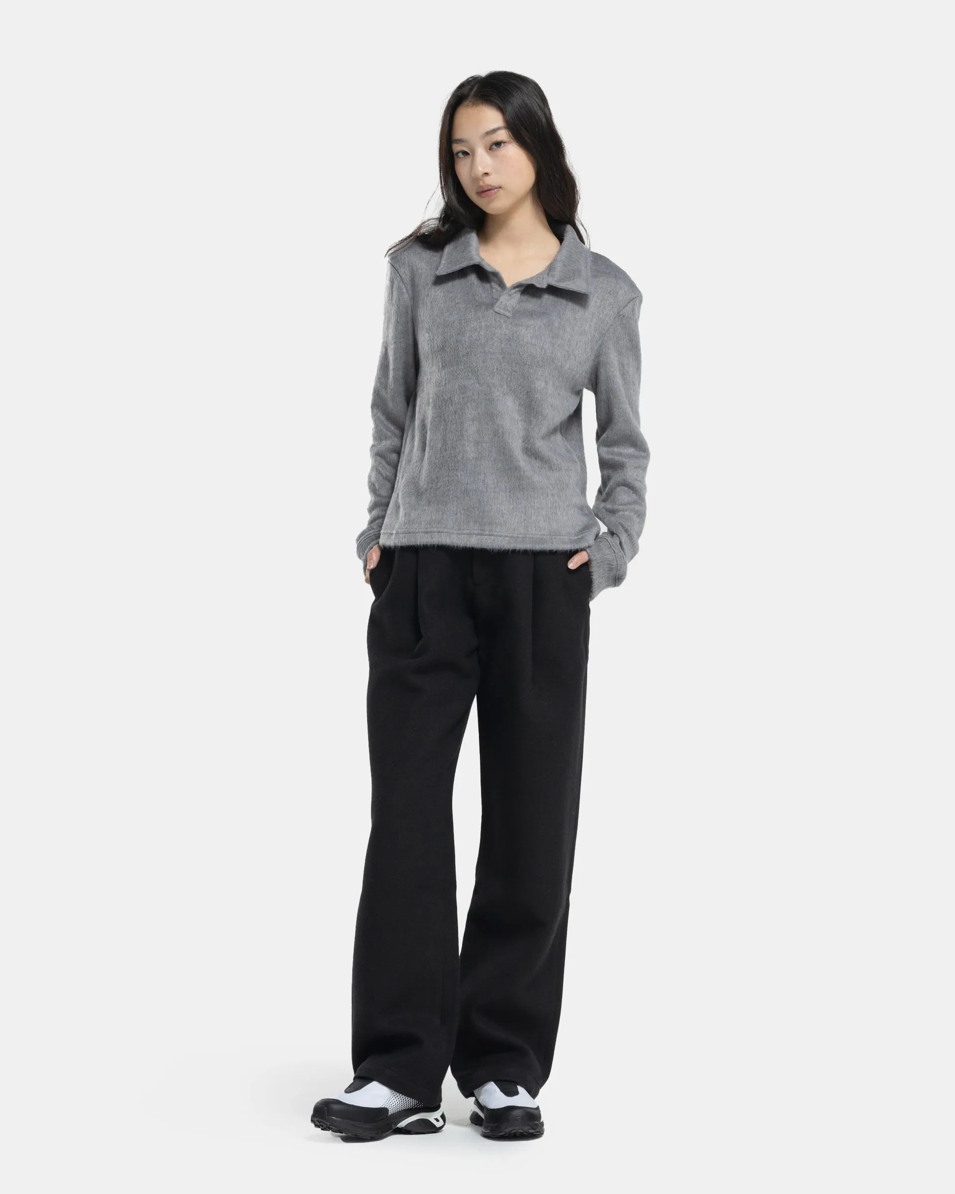 Woollen Pleat Pants in Black