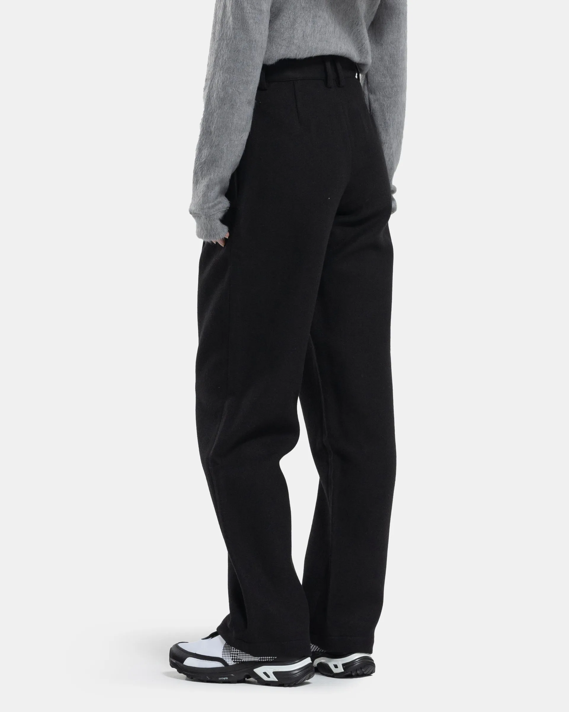 Woollen Pleat Pants in Black