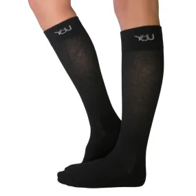 YoU Compression® Black Merino Wool 🐑 CUSHION Knee High 20-30 mmHg