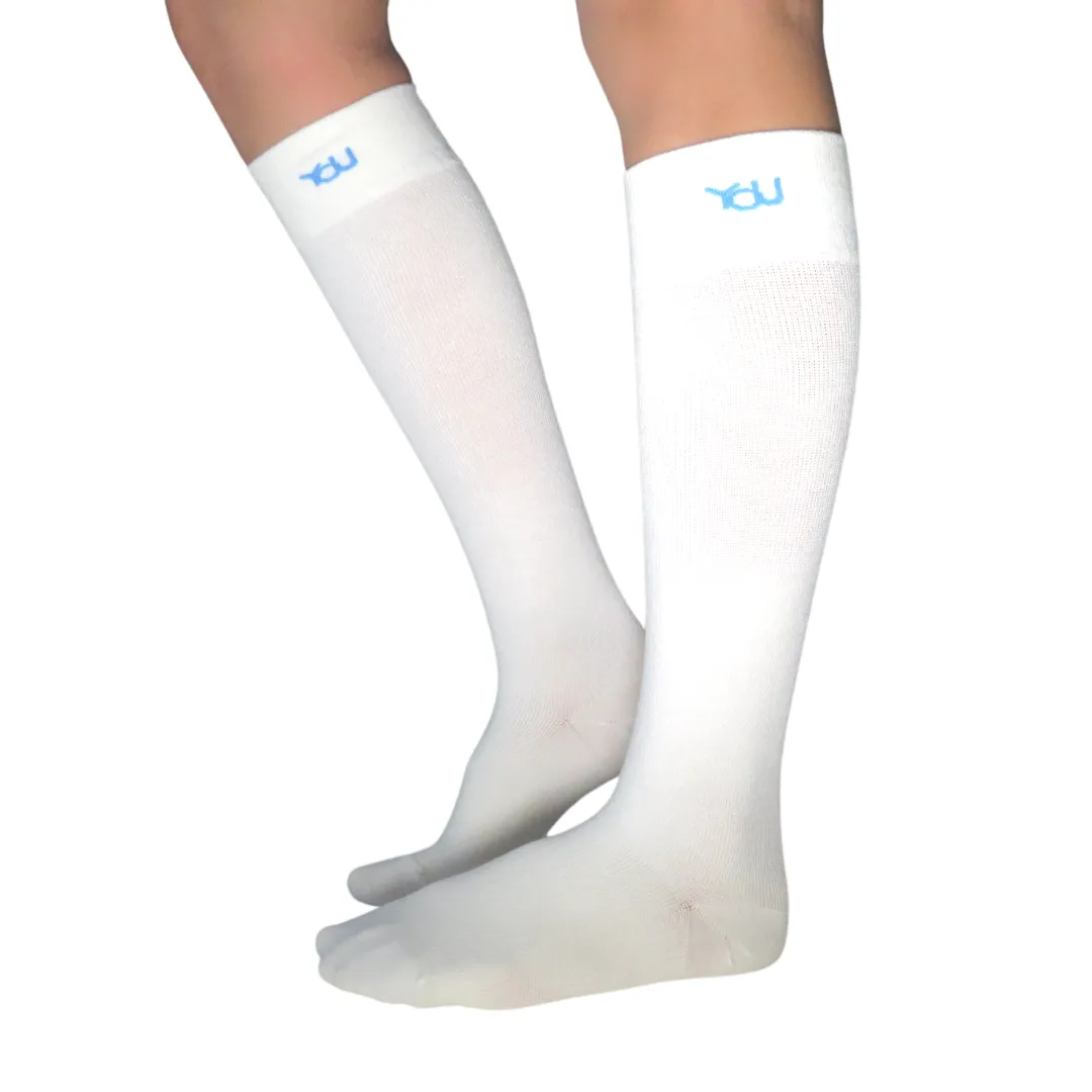 YoU® • Off White Bamboo Knee High • Travel & Sport 15-20 mmHg Compression