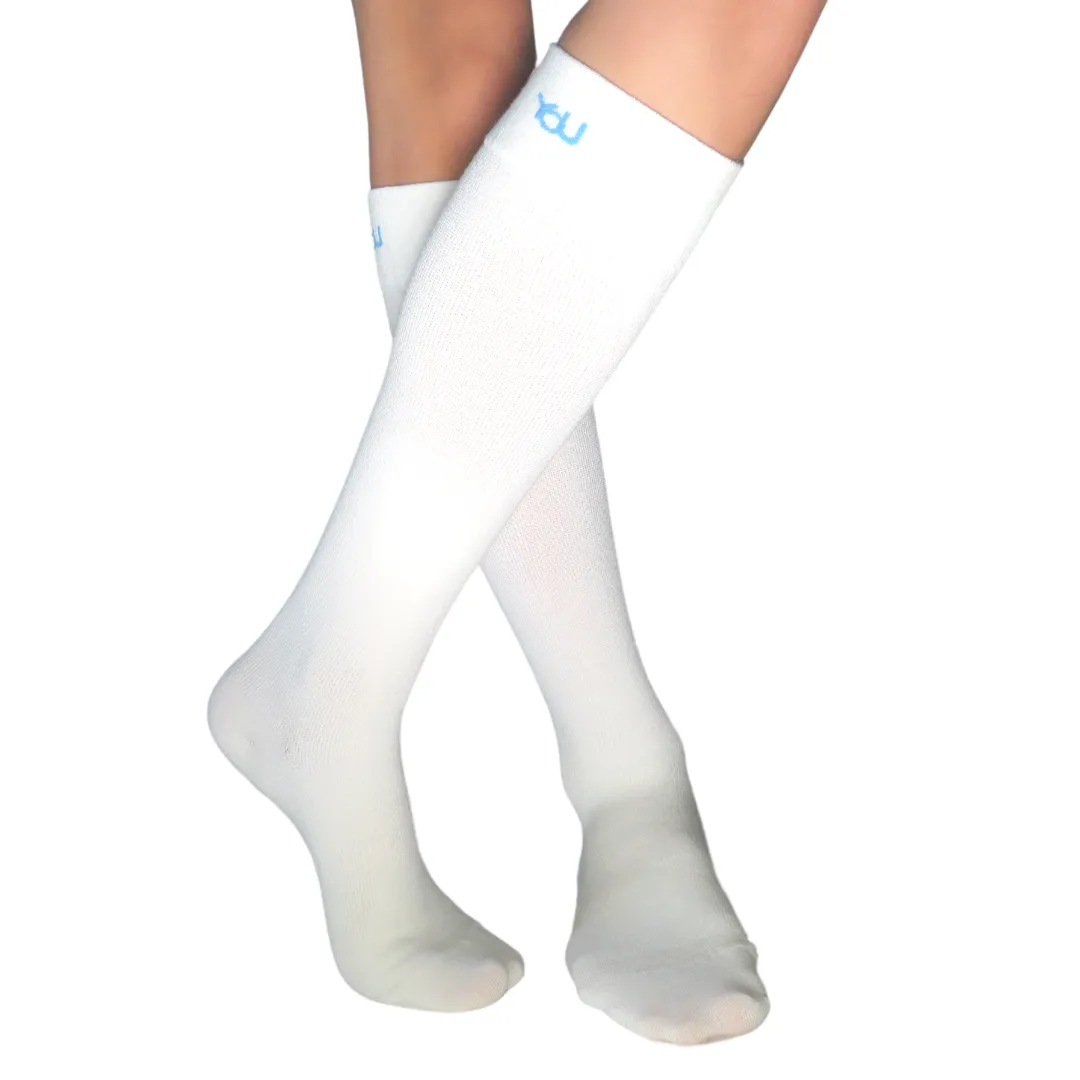 YoU® • Off White Bamboo Knee High • Travel & Sport 15-20 mmHg Compression