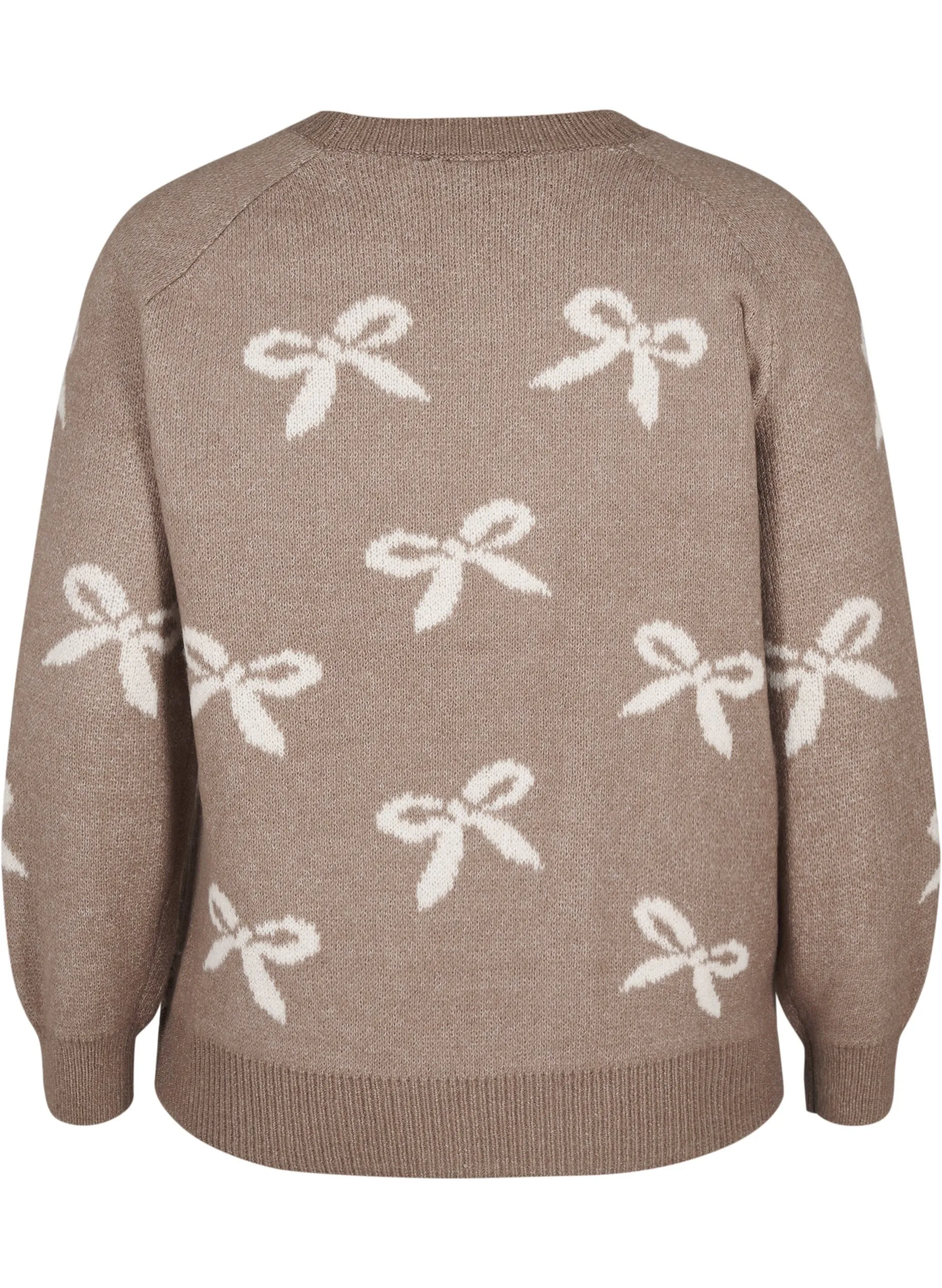 Zizzi Bowy Knit Jumper in Beige