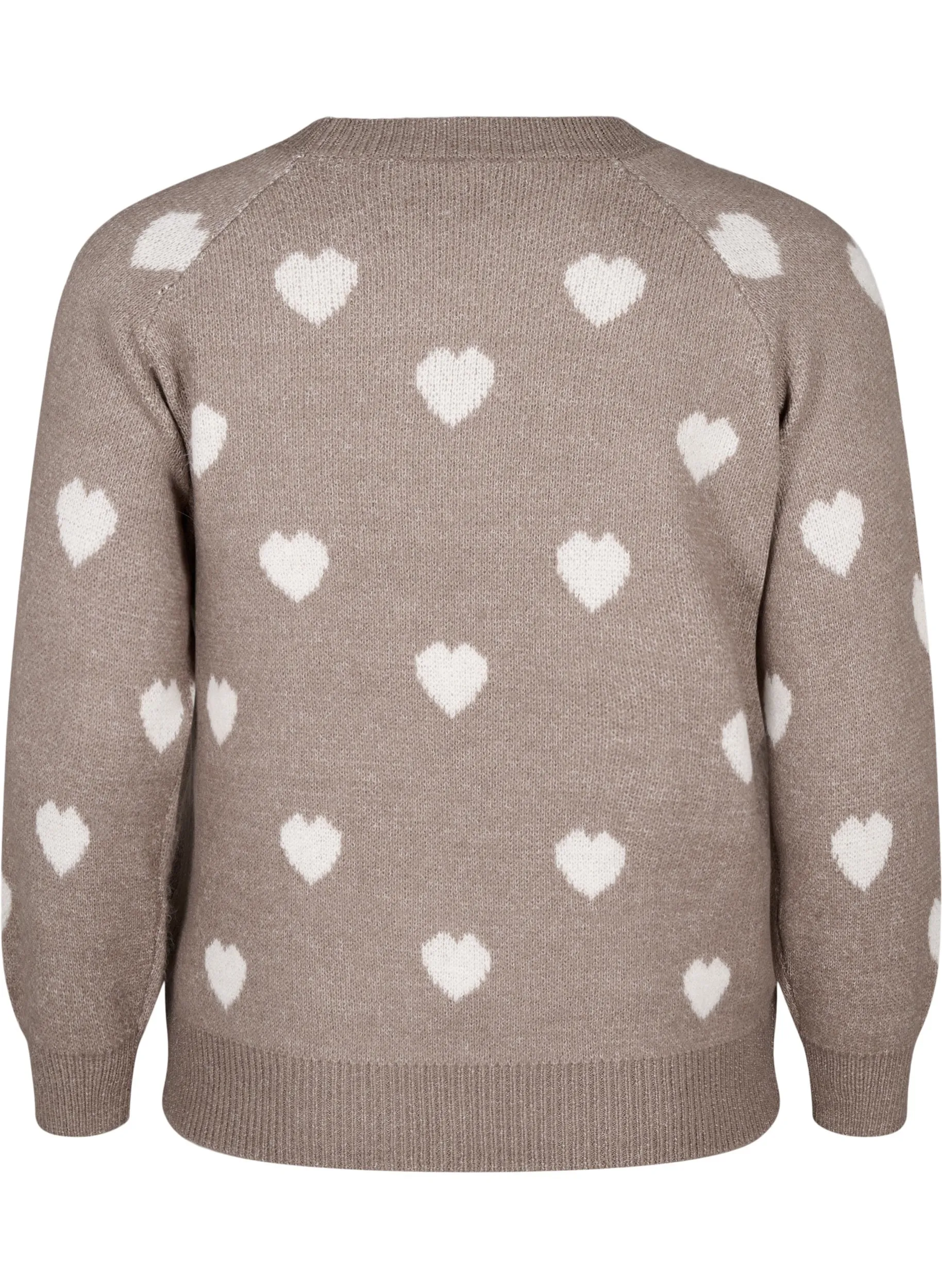 Zizzi Heart Knit Jumper in Beige